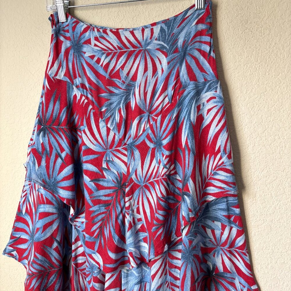 Farm Rio Tropical Leaf Printed Tiered Ruffle Skirt - Picture 7 of 8